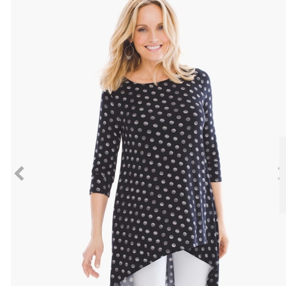 CHICO'S Solar Polka Dots Tunic Top